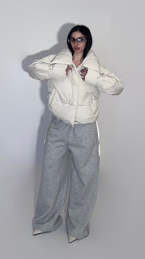 Cream down jacket