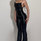 Leather suit w/ curl back