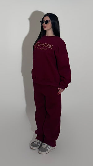 Burgundy cordset tracksuit by Lumina