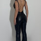 Leather suit w/ curl back