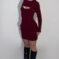 Burgundy braided wool dress w/covers