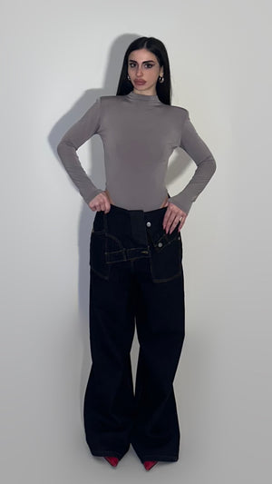 Wide leg dark denim