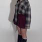 Burgundy mini balloon skirt w/ waist lace