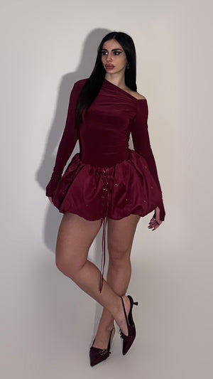 Burgundy’s balloon skirt