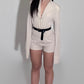 Cream body V-Neckline w/shorts