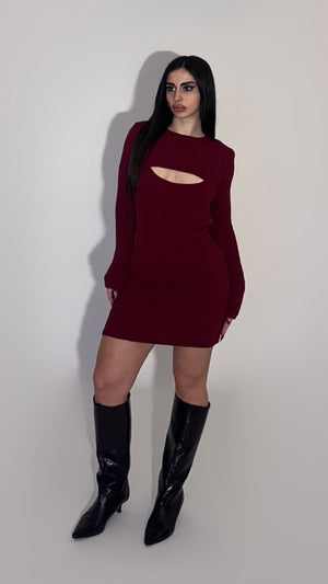 Burgundy braided wool dress w/covers