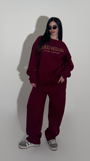 Burgundy cordset tracksuit by Lumina
