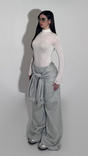 Jogger baggy w/ sleeves grigio perla