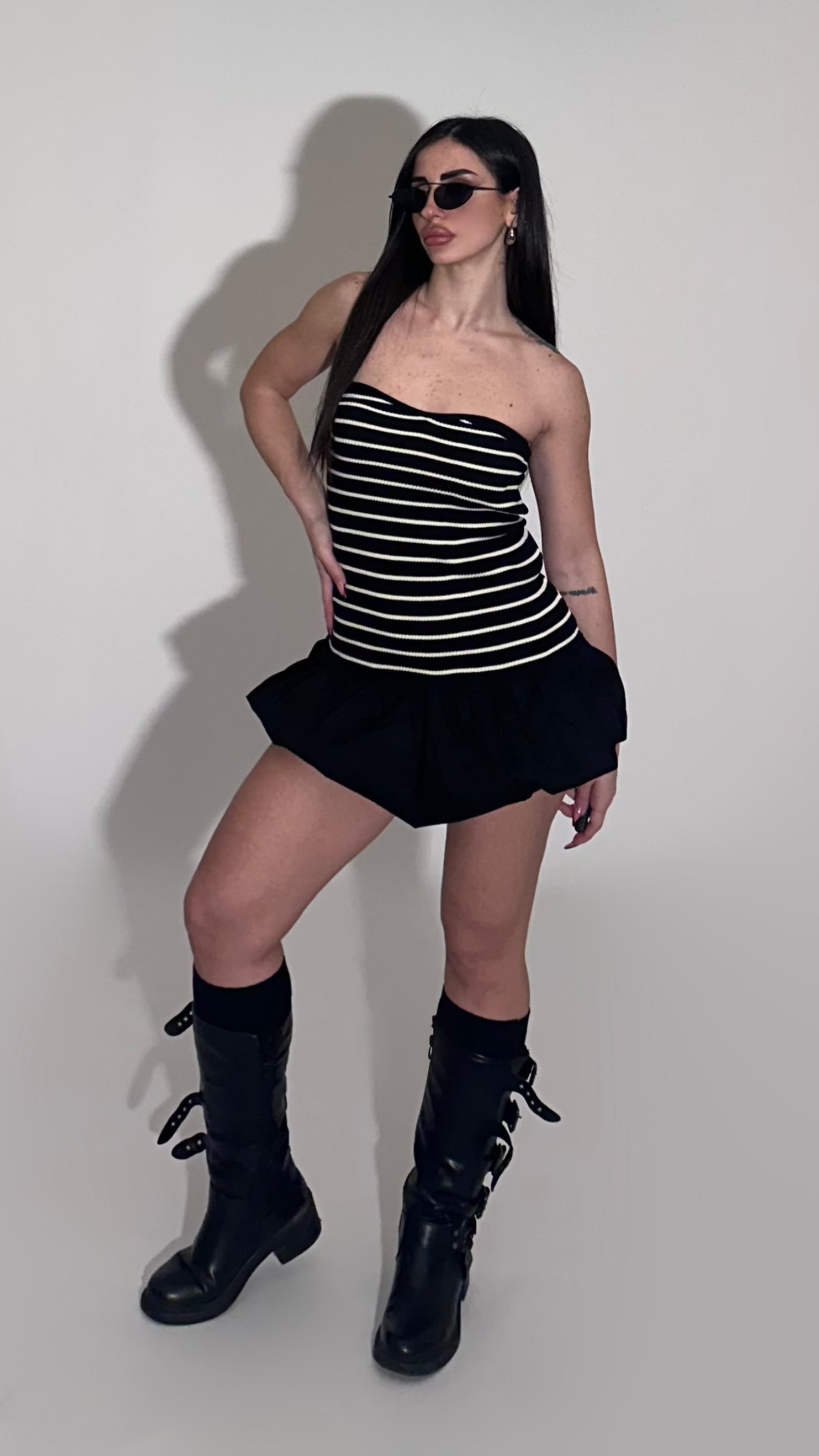 Mini Dress Balloon Sweatshirt Neckline